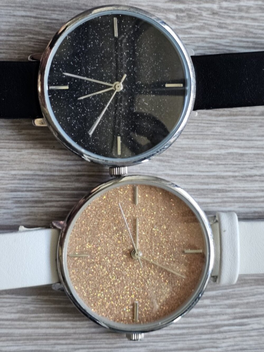 Avenue His & Hers Watch Set Quartz Japan Movement Minimalist Black White Strap